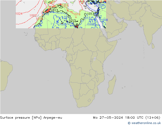 Surface pressure Arpege-eu Mo 27.05.2024 18 UTC