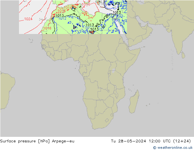 Surface pressure Arpege-eu Tu 28.05.2024 12 UTC