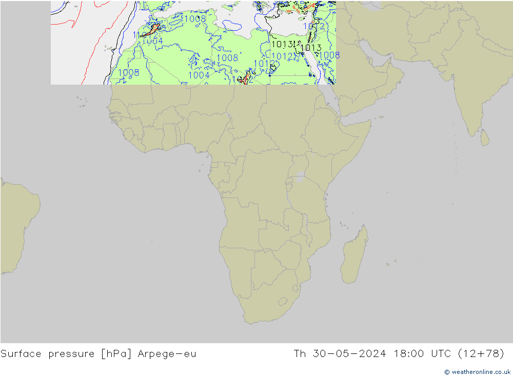 Surface pressure Arpege-eu Th 30.05.2024 18 UTC