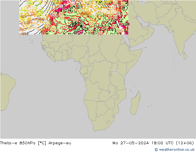 Theta-e 850hPa Arpege-eu  27.05.2024 18 UTC