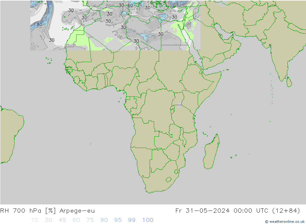 RV 700 hPa Arpege-eu vr 31.05.2024 00 UTC