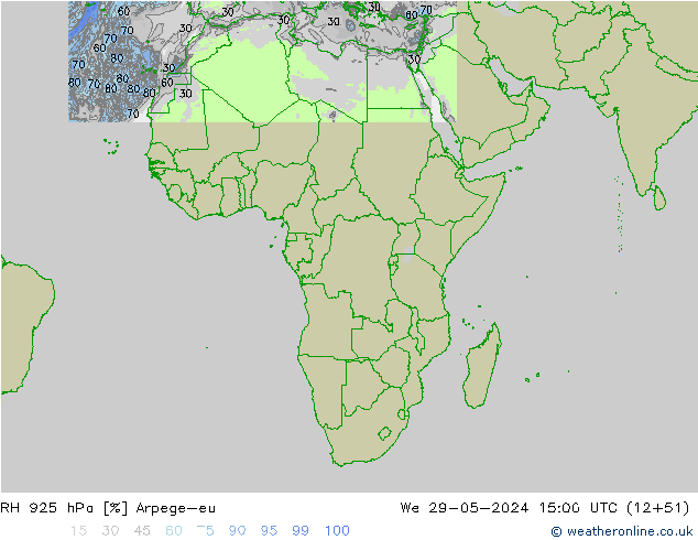 925 hPa Nispi Nem Arpege-eu Çar 29.05.2024 15 UTC