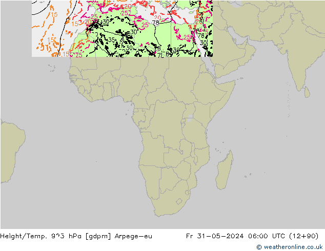 Height/Temp. 925 hPa Arpege-eu  31.05.2024 06 UTC