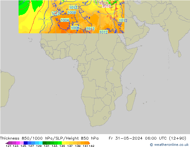 Dikte 850-1000 hPa Arpege-eu vr 31.05.2024 06 UTC