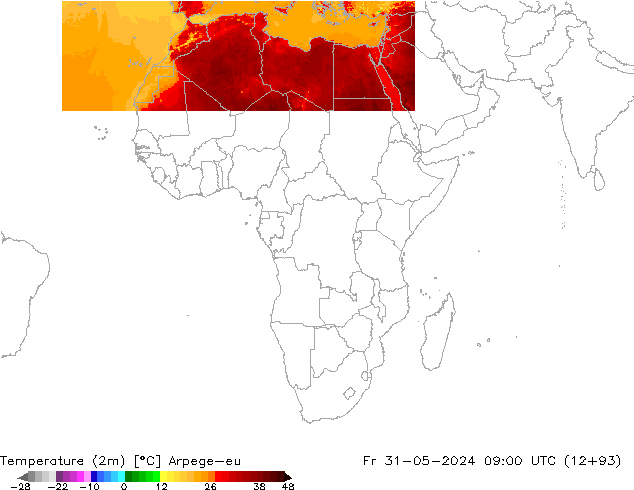 Temperature (2m) Arpege-eu Fr 31.05.2024 09 UTC