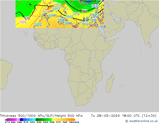 Thck 500-1000гПа Arpege-eu вт 28.05.2024 18 UTC