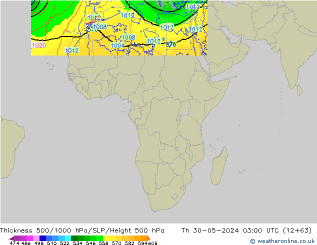 Schichtdicke 500-1000 hPa Arpege-eu Do 30.05.2024 03 UTC