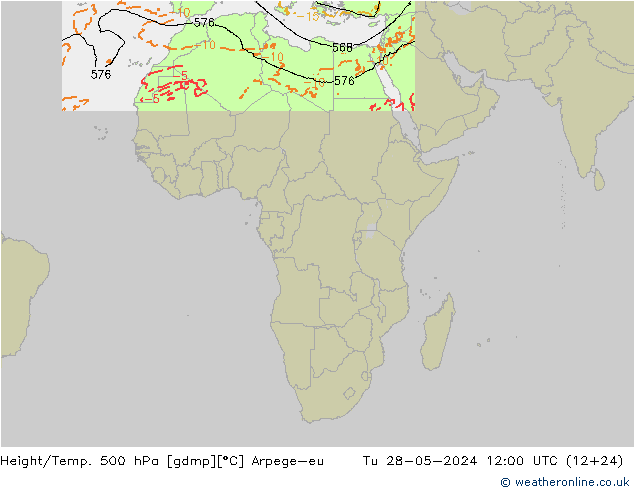 Yükseklik/Sıc. 500 hPa Arpege-eu Sa 28.05.2024 12 UTC