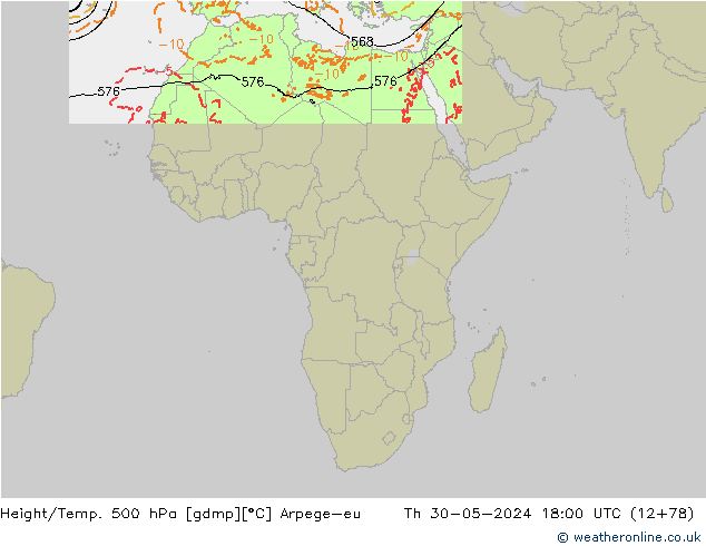 Yükseklik/Sıc. 500 hPa Arpege-eu Per 30.05.2024 18 UTC