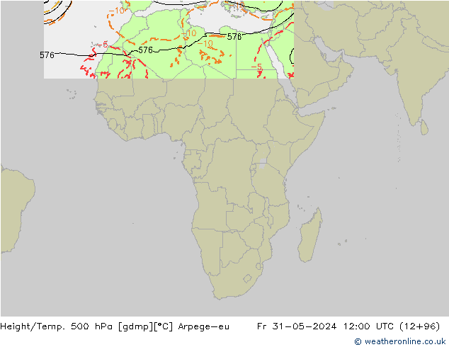 Height/Temp. 500 hPa Arpege-eu Fr 31.05.2024 12 UTC