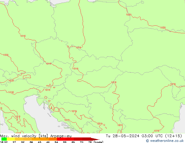 Max. wind velocity Arpege-eu mar 28.05.2024 03 UTC