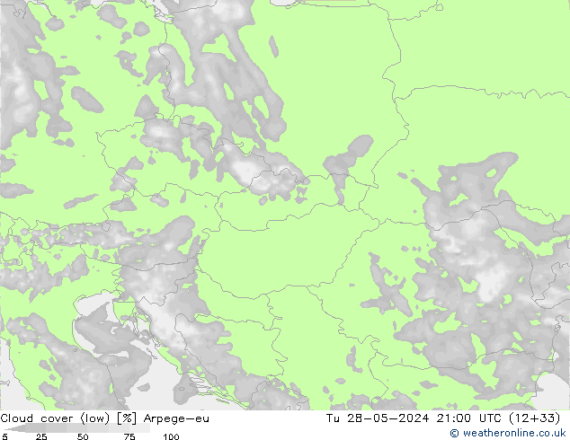 Bewolking (Laag) Arpege-eu di 28.05.2024 21 UTC