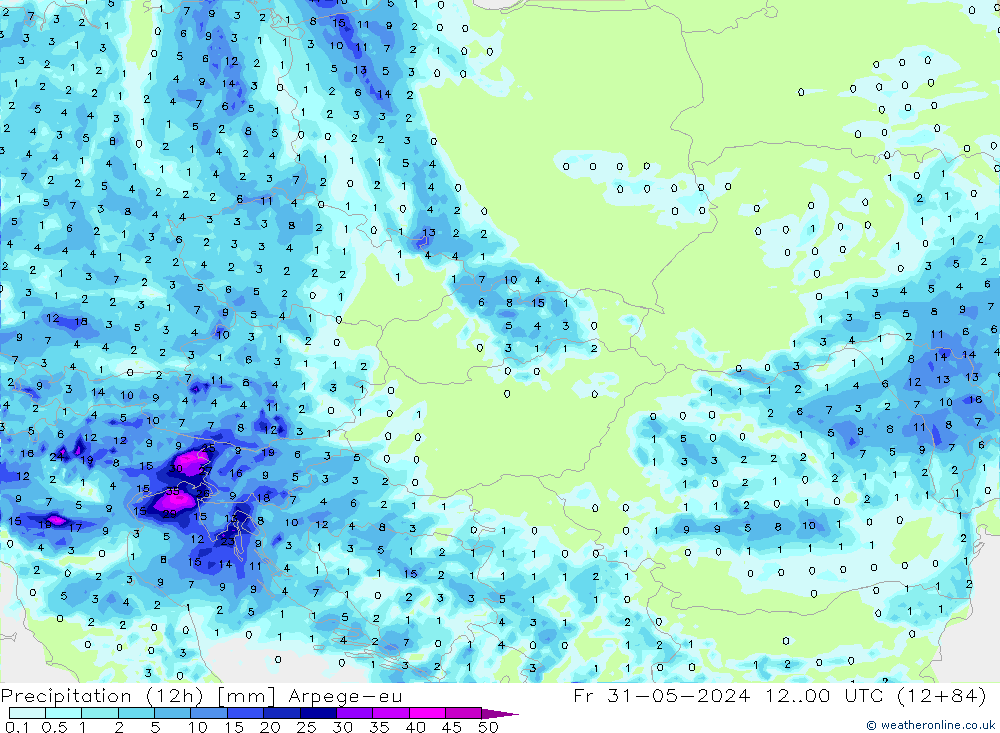 Precipitation (12h) Arpege-eu Pá 31.05.2024 00 UTC