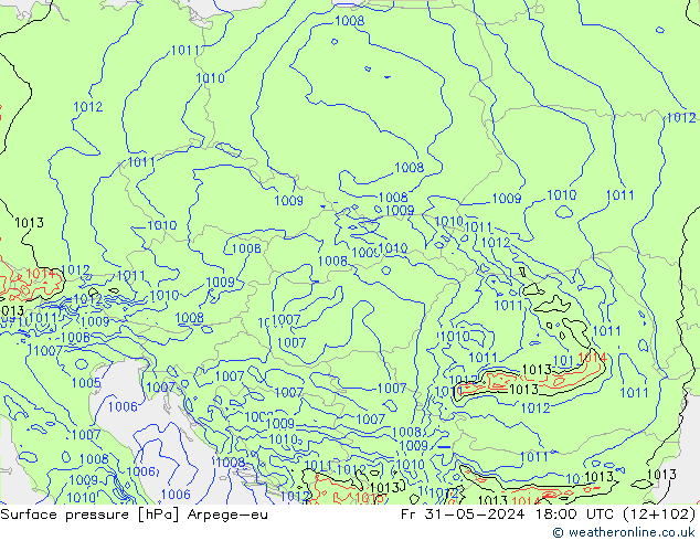 приземное давление Arpege-eu пт 31.05.2024 18 UTC