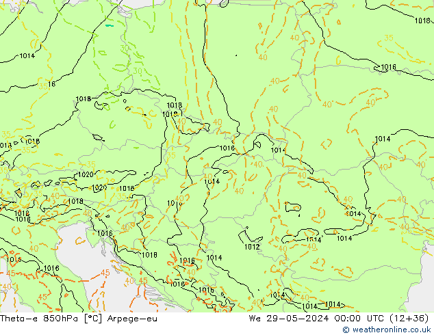 Theta-e 850hPa Arpege-eu St 29.05.2024 00 UTC