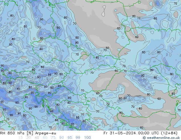 RH 850 гПа Arpege-eu пт 31.05.2024 00 UTC