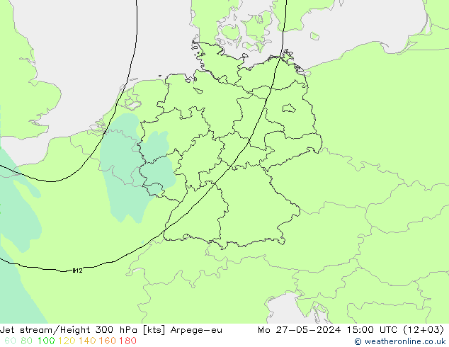 Jet stream/Height 300 hPa Arpege-eu Mo 27.05.2024 15 UTC