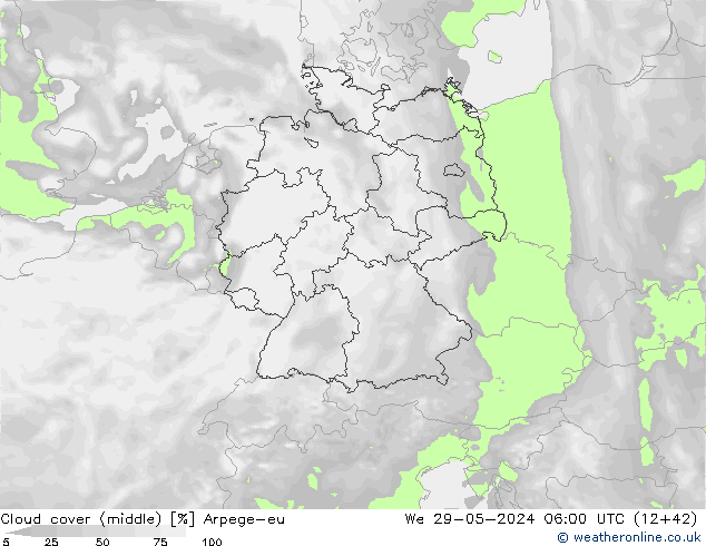 Nuages (moyen) Arpege-eu mer 29.05.2024 06 UTC