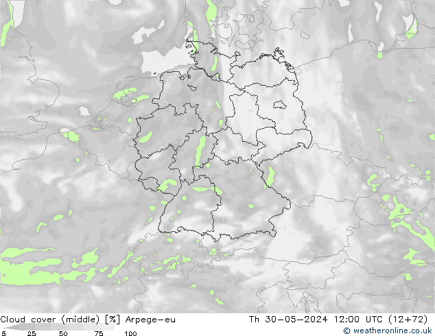 Wolken (mittel) Arpege-eu Do 30.05.2024 12 UTC