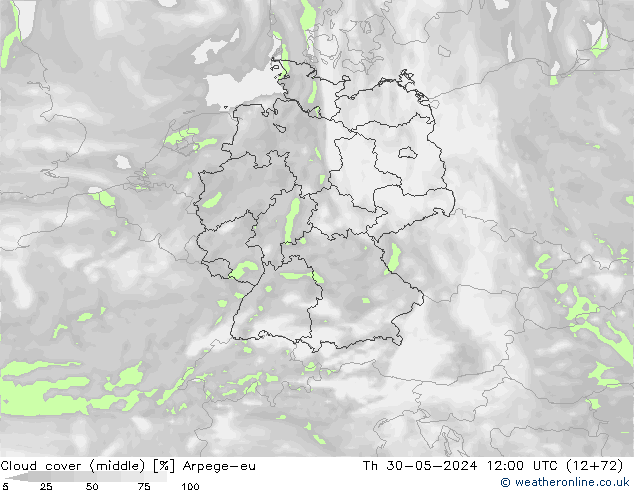 nuvens (médio) Arpege-eu Qui 30.05.2024 12 UTC