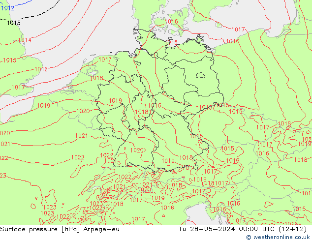 Presión superficial Arpege-eu mar 28.05.2024 00 UTC