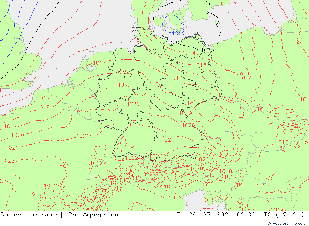 приземное давление Arpege-eu вт 28.05.2024 09 UTC