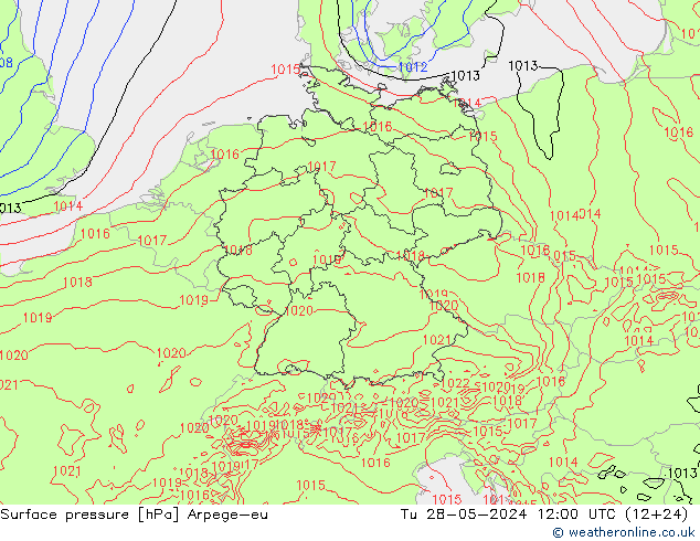 地面气压 Arpege-eu 星期二 28.05.2024 12 UTC