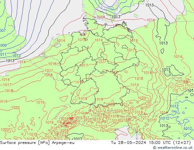 Presión superficial Arpege-eu mar 28.05.2024 15 UTC