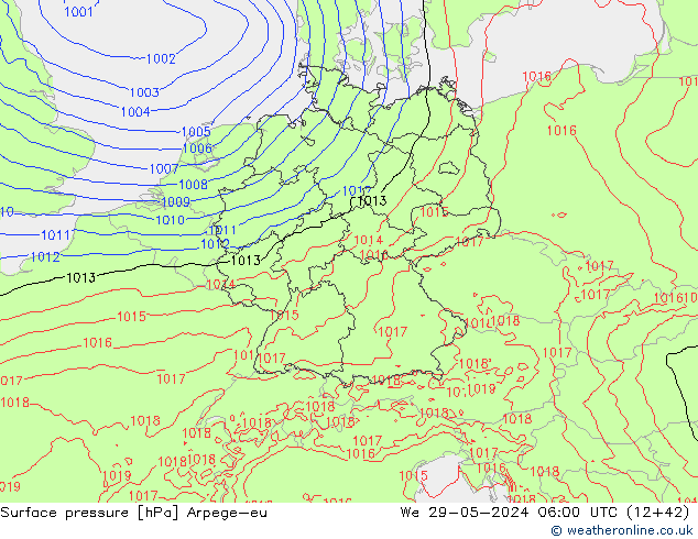 pressão do solo Arpege-eu Qua 29.05.2024 06 UTC