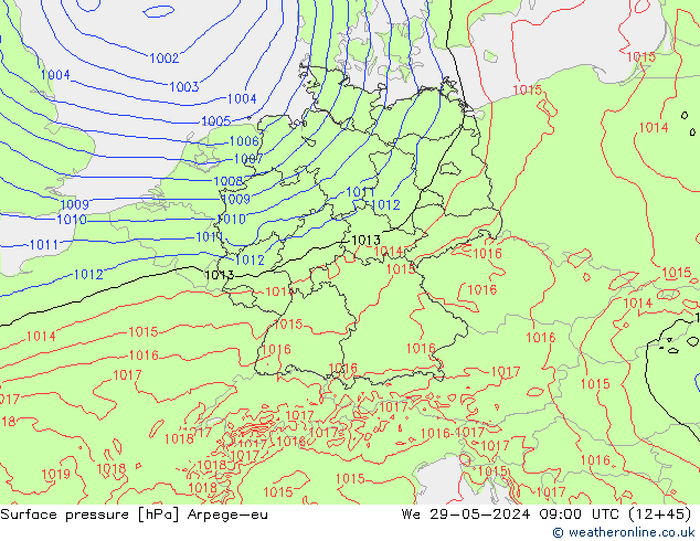 приземное давление Arpege-eu ср 29.05.2024 09 UTC