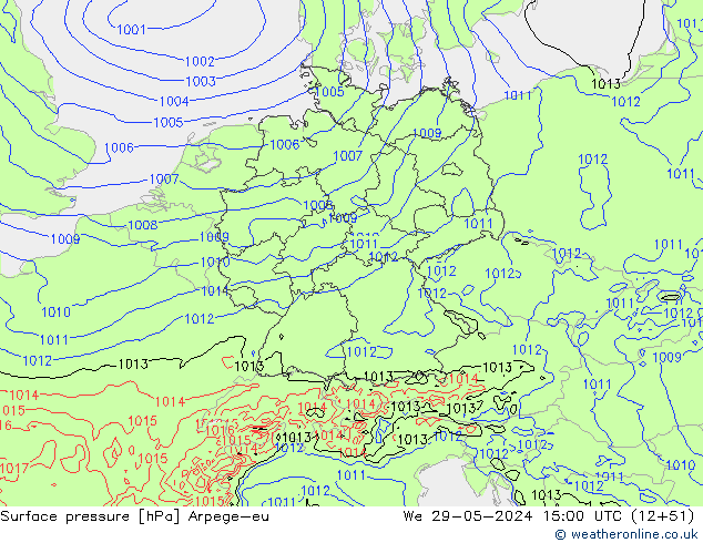 pressão do solo Arpege-eu Qua 29.05.2024 15 UTC