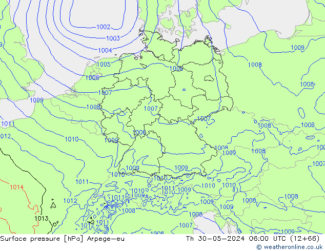 Surface pressure Arpege-eu Th 30.05.2024 06 UTC