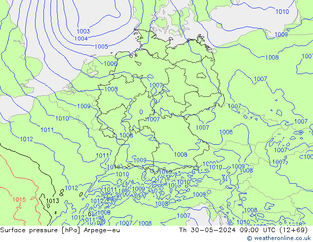 pressão do solo Arpege-eu Qui 30.05.2024 09 UTC