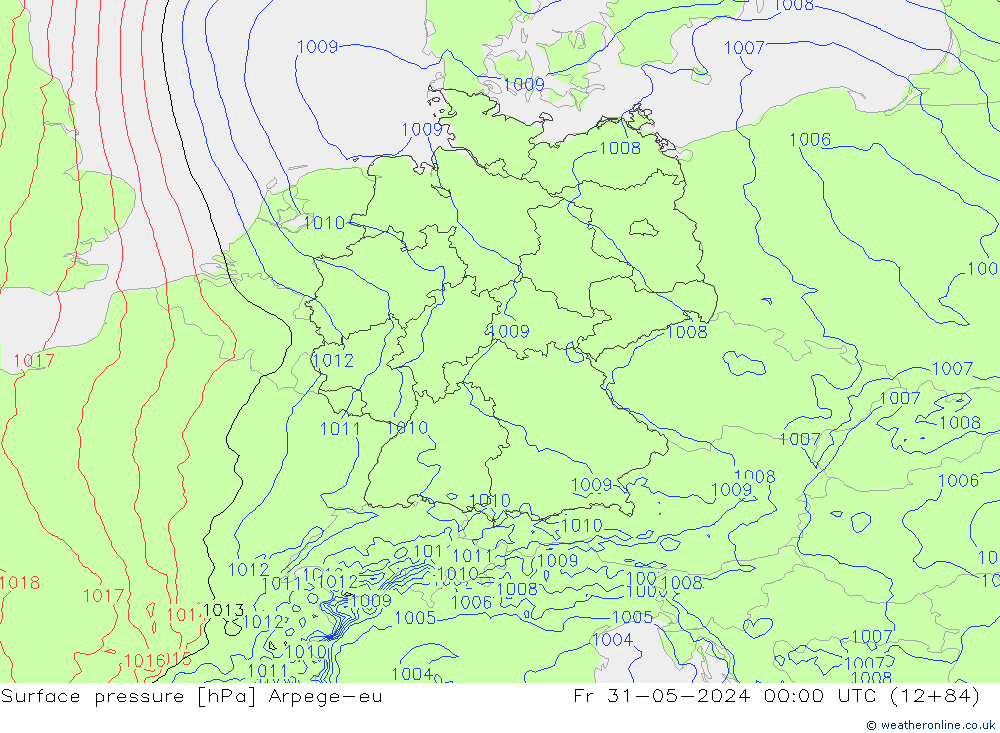 Yer basıncı Arpege-eu Cu 31.05.2024 00 UTC