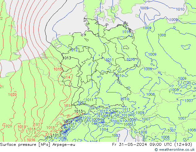 Yer basıncı Arpege-eu Cu 31.05.2024 09 UTC