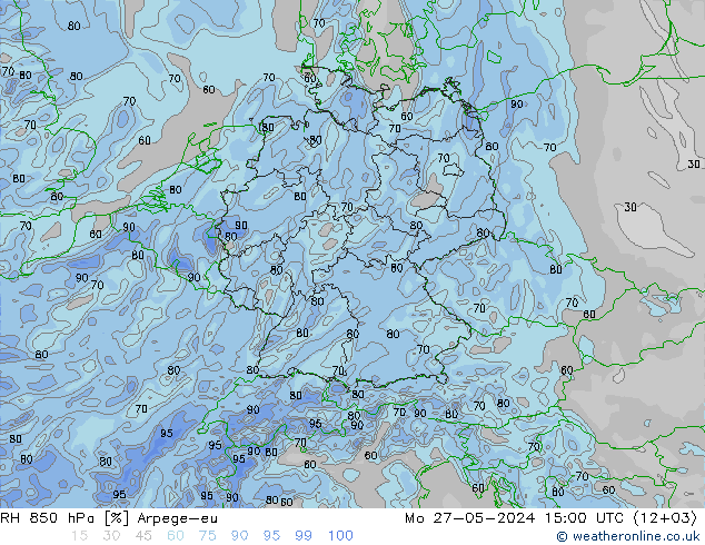 RH 850 hPa Arpege-eu  27.05.2024 15 UTC