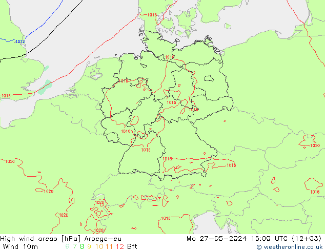 High wind areas Arpege-eu Mo 27.05.2024 15 UTC