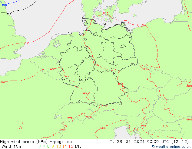 yüksek rüzgarlı alanlar Arpege-eu Sa 28.05.2024 00 UTC