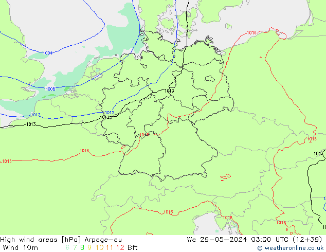 High wind areas Arpege-eu We 29.05.2024 03 UTC