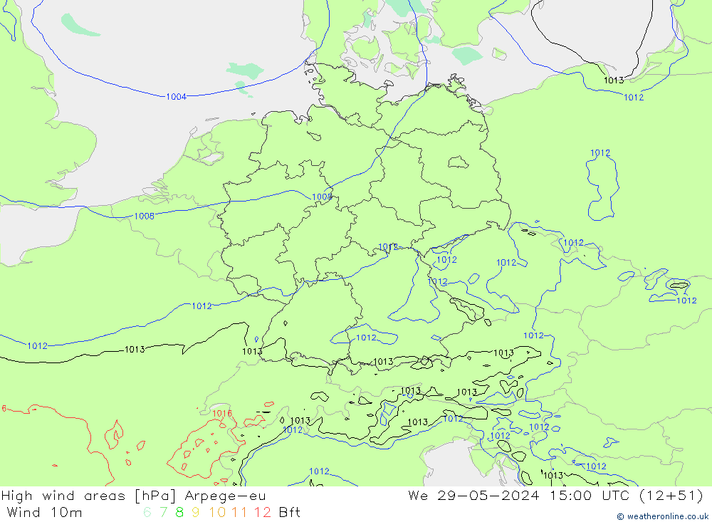 Windvelden Arpege-eu wo 29.05.2024 15 UTC