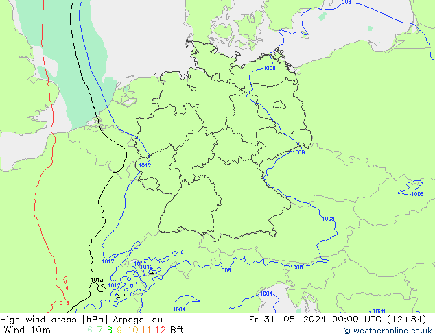 Windvelden Arpege-eu vr 31.05.2024 00 UTC