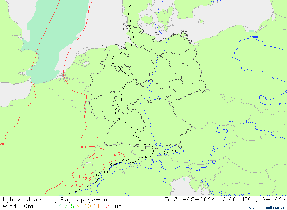 Windvelden Arpege-eu vr 31.05.2024 18 UTC