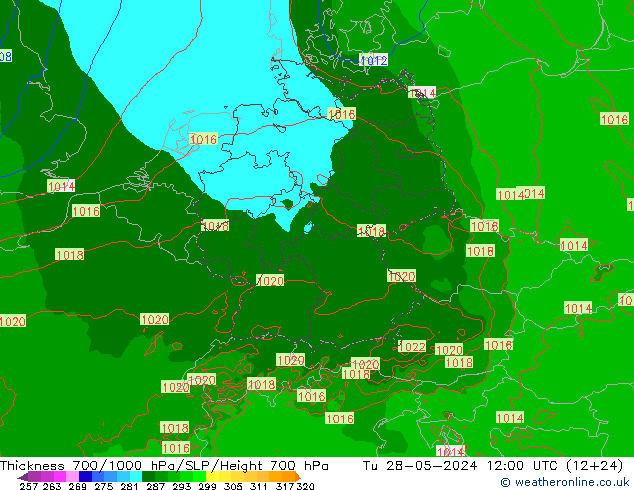 Thck 700-1000 hPa Arpege-eu Út 28.05.2024 12 UTC