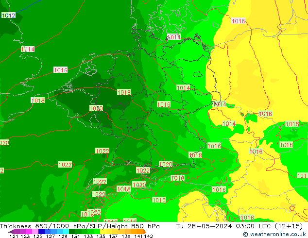 Thck 850-1000 hPa Arpege-eu Tu 28.05.2024 03 UTC