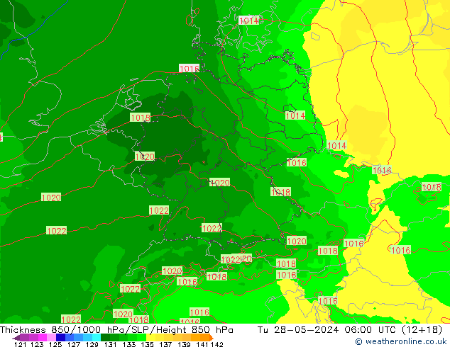 Thck 850-1000 hPa Arpege-eu Út 28.05.2024 06 UTC