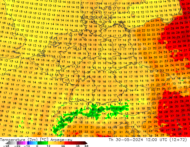 карта температуры Arpege-eu чт 30.05.2024 12 UTC