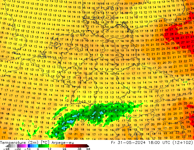 Temperature (2m) Arpege-eu Fr 31.05.2024 18 UTC