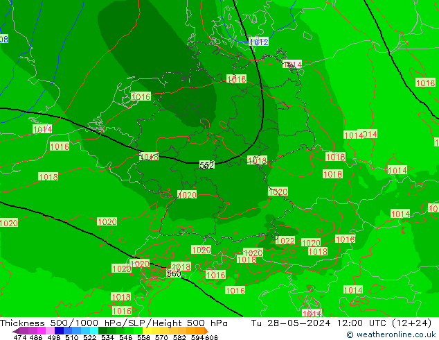 Thck 500-1000hPa Arpege-eu  28.05.2024 12 UTC