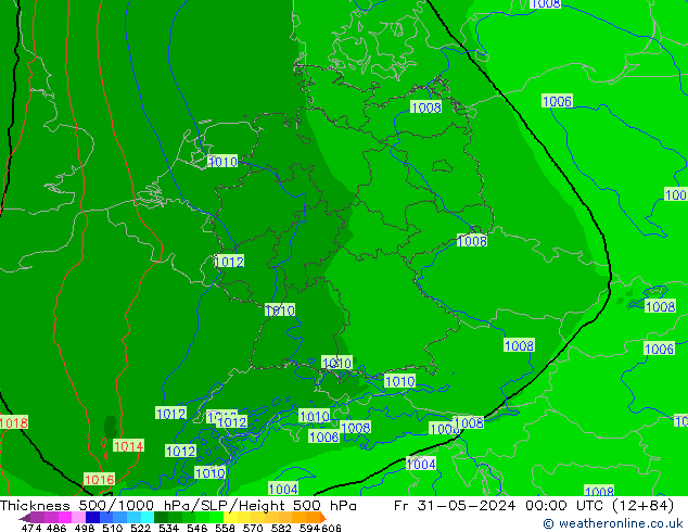 Thck 500-1000hPa Arpege-eu  31.05.2024 00 UTC