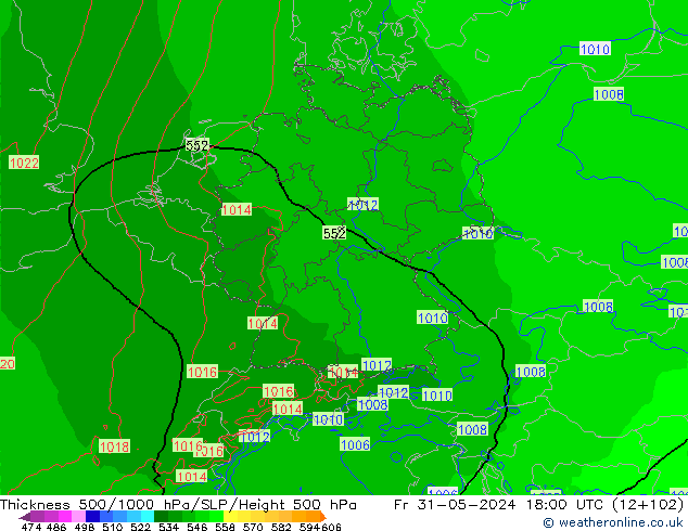 Thck 500-1000hPa Arpege-eu pt. 31.05.2024 18 UTC